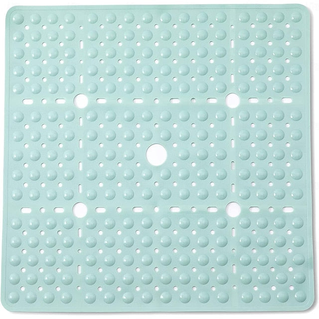 Shower Mats Rubber Shower Mat with Drain Hole - Non-Slip Bathtub Mat for Bathroom, Anti-Mildew, Quick-Drying, Comfortable and Safe for Kids and Elderly