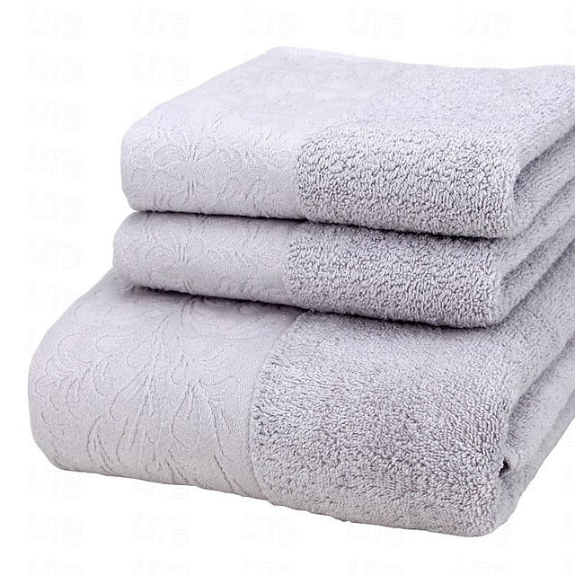 100% Cotton 3 PCS Towels Set Quick Dry, Extra Aborbent, Super Soft Towels Set 1 Handkerchief, 1 Sport Towel, 1 Bath Towel