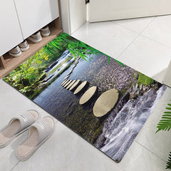 Beautiful Landscape Woods Flannel Fabric Printed Home Entrance Mattress Bathroom Mattress Mattress