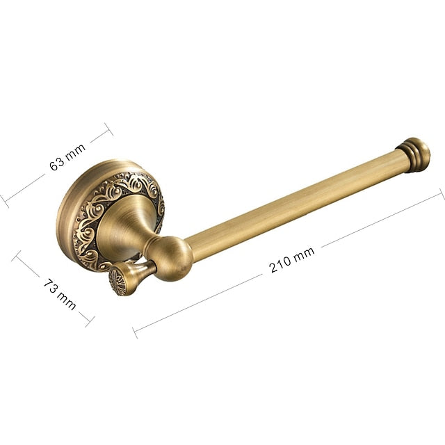 Golden Bathroom Accessory Towel Ring/Toilet Paper Holder/Robe Hook Antique Brass Bathroom Single Rod Wall Mounted Carved Design