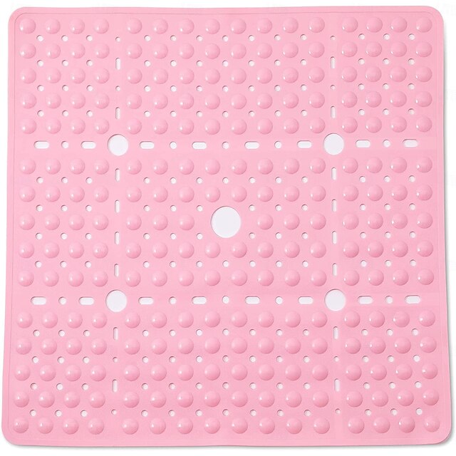 Shower Mats Rubber Shower Mat with Drain Hole - Non-Slip Bathtub Mat for Bathroom, Anti-Mildew, Quick-Drying, Comfortable and Safe for Kids and Elderly