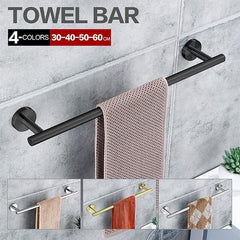 Wall Mounted Towel Rail, Bath Accessories Thicken Stainless Steel Shower Towel Rack for Bathroom, Towel Holder 30-60cm