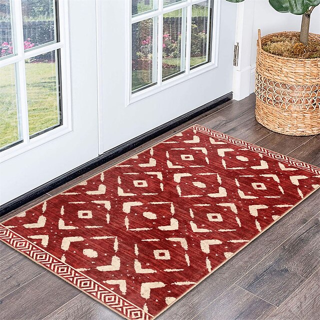 Geometric Abstract Runner Rug Kitchen Mat Non-Slip Oil Proof Rug Indoor Outdoor Mat Bedside Bedroom Decor Bathroom Mat Entrance Rug Door Mat