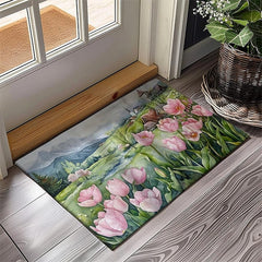 Countryside Tuilps Doormat Floor Mats Washable Rugs Kitchen Mat Non-Slip Oil Proof Rug Indoor Outdoor Mat Bedroom Decor Bathroom Mat Entrance Rug