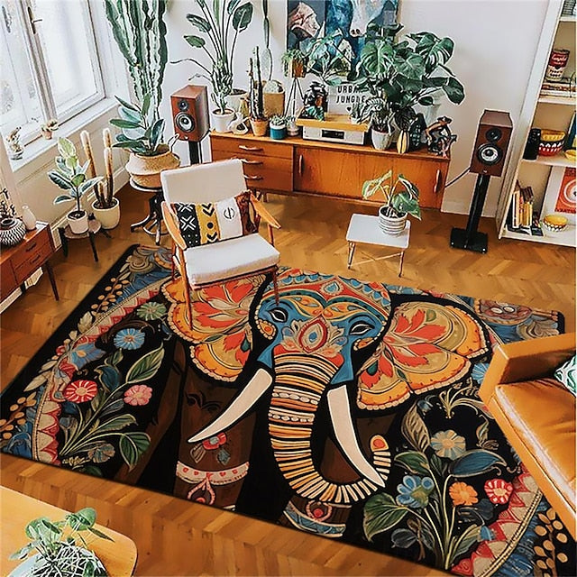 Boho Elephants Area Rug Kitchen Mat Non-Slip Oil Proof Floor Mat Livingroom Rug Indoor Outdoor Mat Bedroom Decor Bathroom Mat Entrance Rug Door Mat