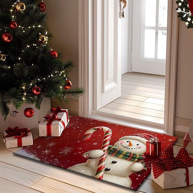 Christmas Decorations Doormat Snowman Kitchen Mat Floor Mat Non-Slip Area Rug Oil Proof Rug Indoor Outdoor Mat Bedroom Decor Bathroom Mat Entrance Rug