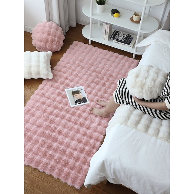 Plush Carpet, Bedroom, Bedside Blanket, Cream Air Bubble Plush, Living Room, Imitation Rabbit Blanket, Floor Mat