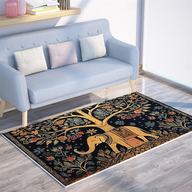 Boho Elephants Area Rug Kitchen Mat Non-Slip Oil Proof Floor Mat Livingroom Rug Indoor Outdoor Mat Bedroom Decor Bathroom Mat Entrance Rug Door Mat