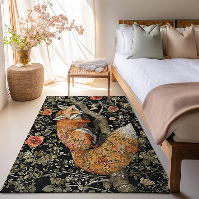 Inspired William Morris Fox Area Rug Kitchen Mat Non-Slip Oil Proof Floor Mat Livingroom Rug Indoor Outdoor Mat Bedroom Decor Bathroom Mat Entrance Rug Door Mat