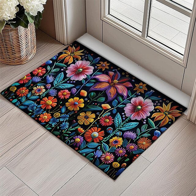 Oil Painting Flowers Doormat Floor Mats Washable Rugs Kitchen Mat Non-Slip Oil Proof Rug Indoor Outdoor Mat Bedroom Decor Bathroom Mat Entrance Rug