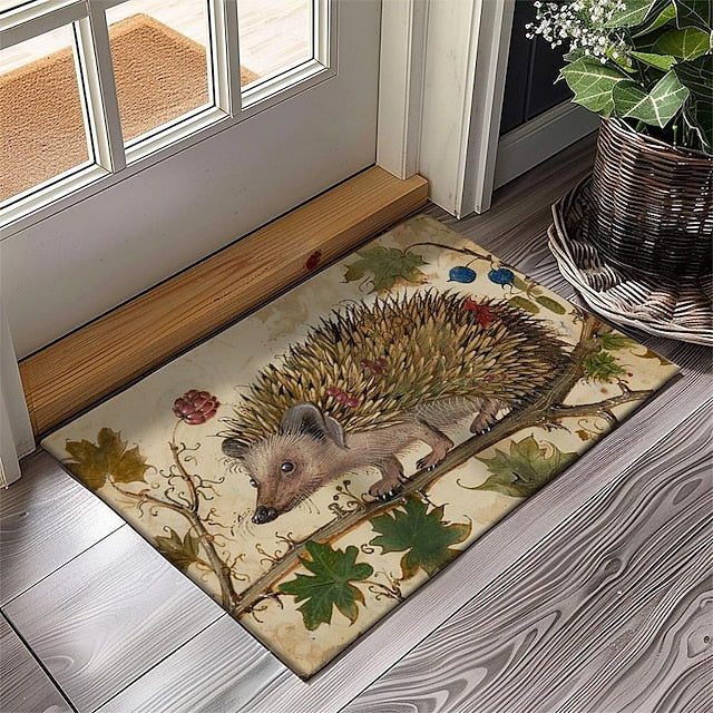 Hedgehog Fruits Doormat Kitchen Mat Floor Mat Non-Slip Area Rug Oil Proof Rug Indoor Outdoor Mat Bedroom Decor Bathroom Mat Entrance Rug