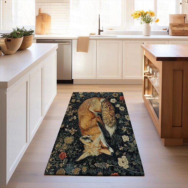 Inspired William Morris Fox Area Rug Kitchen Mat Non-Slip Oil Proof Floor Mat Livingroom Rug Indoor Outdoor Mat Bedroom Decor Bathroom Mat Entrance Rug Door Mat