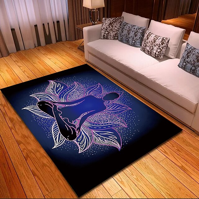 Blacklight Rug UV Reactive Glow in the Dark Area Rug Kitchen Mat Non-Slip Oil Proof Mandala Boho Floor Mat Livingroom Rug Indoor Outdoor Mat Bedroom Decor Bathroom Mat Entrance Rug Door Mat