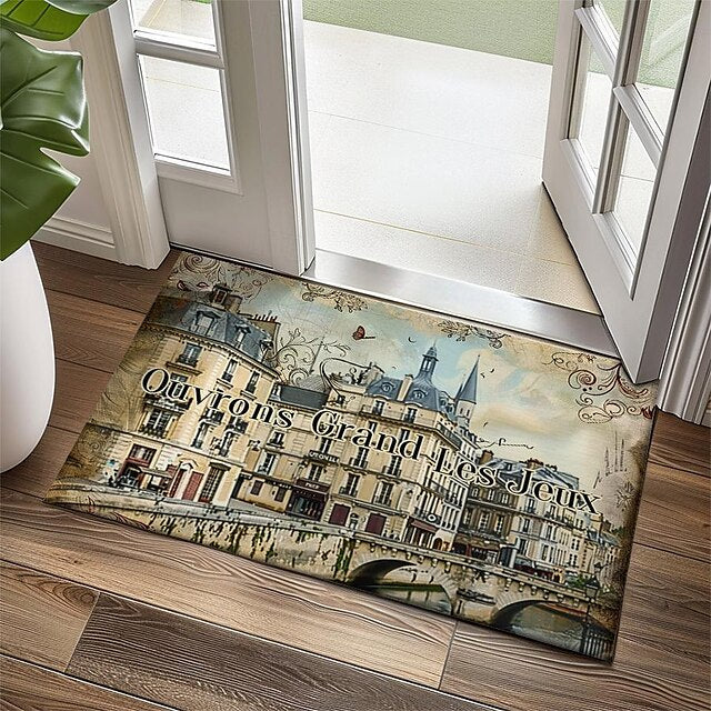 Graffiti Doormat Kitchen Mat Floor Mat Non-Slip Area Rug Oil Proof Rug Indoor Outdoor Mat Bedroom Decor Bathroom Mat Entrance Rug Eiffel Tower