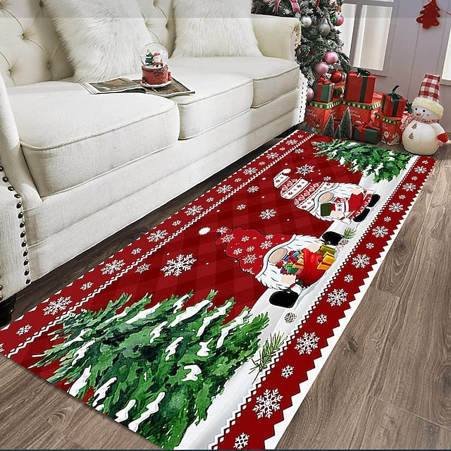 Christmas Decorations Xmas Area Rug Gnomes Non Slip Floor Mat Bedside Livingroom Bedroom Indoor Outdoor