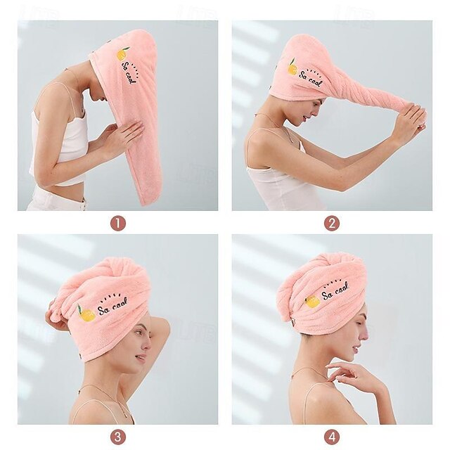 Dry Hair Cap Embroidery Cap Double-Layer Shower Cap Quick-Drying Strong Water Absorption Thickened Home Bag Hair Dry Hair Towel Back To School College Student