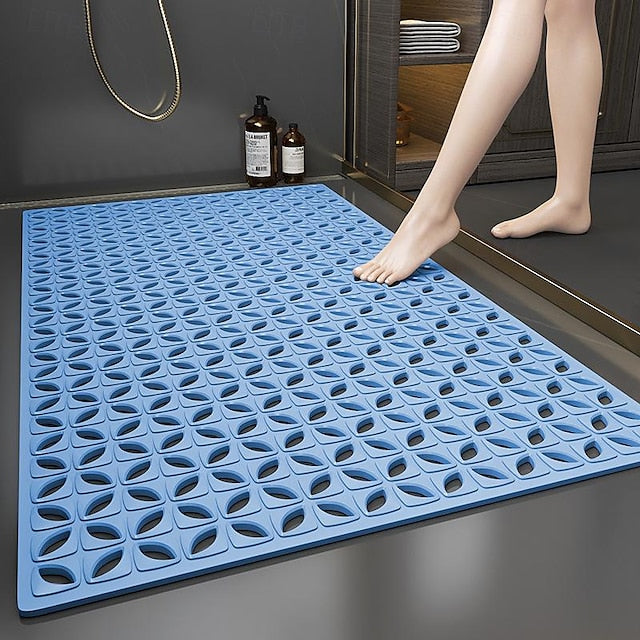 Shower Non Slip Mat, Square Bathtub Mat with Suction Cups & Drain Holes, Rubber Shower Stall Mat, Suspensible Safety Bath Shower Mats