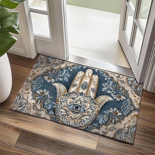 Hamsa Hand Ramadan Doormat Floor Mats Washable Rugs Kitchen Mat Non-Slip Oil Proof Rug Indoor Outdoor Mat Bedroom Decor Bathroom Mat Entrance Rug