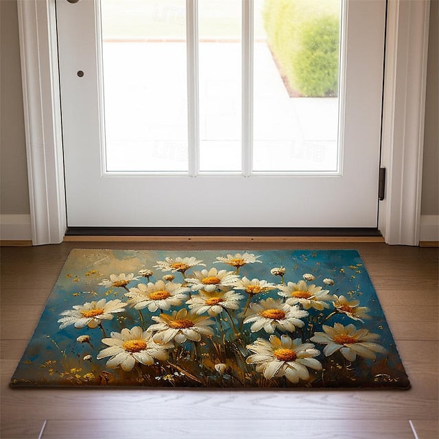 Daisy Flowers Doormat Kitchen Mat Floor Mat Non-Slip Area Rug Oil Proof Rug Indoor Outdoor Mat Bedroom Decor Bathroom Mat Entrance Rug