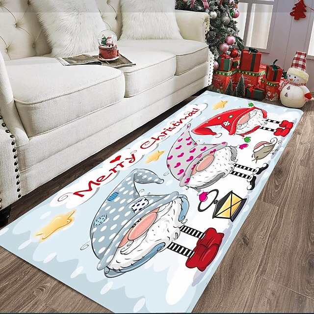 Christmas Decorations Xmas Area Rug Gnomes Non Slip Floor Mat Bedside Livingroom Bedroom Indoor Outdoor