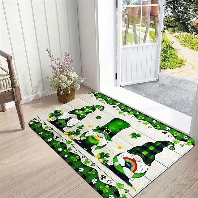 Saint Patrick's Day Doormat Floor Mats Washable Rugs Kitchen Mat Non-Slip Oil Proof Rug Indoor Outdoor Mat Bedroom Decor Bathroom Mat Entrance Rug Gnomes