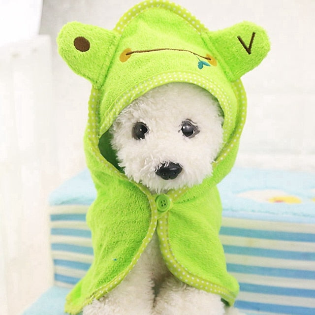 Dog Cat Bath Towel Dog Dry Robe Cute Leisure Winter Breathable Soft Washable Comfortable Outdoor Casual Daily Dog Clothing for Bichon Frise Pomeranian Baby Pet Papillon Small