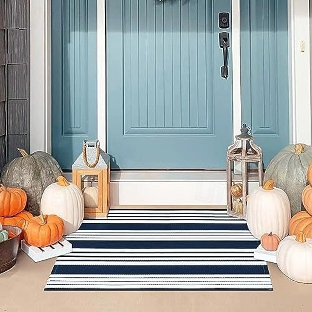 Striped Doormat Kitchen Mat Floor Mat Non-Slip Area Rug Oil Proof Rug Indoor Outdoor Mat Bedroom Decor Bathroom Mat Entrance Rug