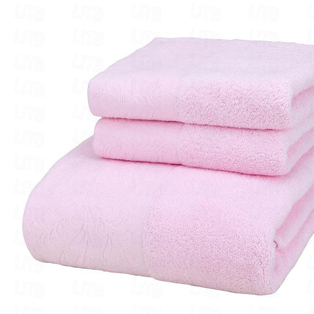 100% Cotton 3 PCS Towels Set Quick Dry, Extra Aborbent, Super Soft Towels Set 1 Handkerchief, 1 Sport Towel, 1 Bath Towel