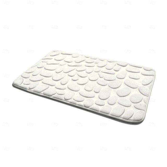 Cobblestone Embossed Bath Mat Non-slip , Memory Foam Pad, Washable Bath Rugs, Rapid Water Absorbent, Non-Slip, Washable, Thick, Soft And Comfortable Carpet For Shower Room