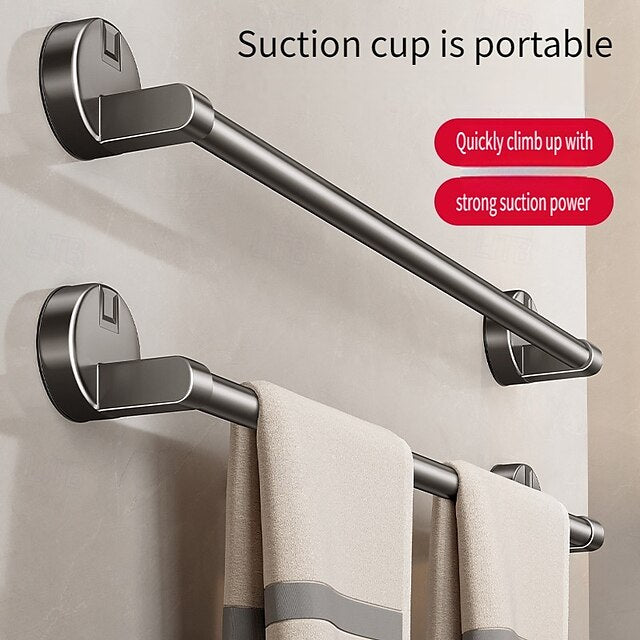 Suction Cup Towel Rack Bathroom No Punching Bathroom Towel Pole Bath Towel Wall Mounted Storage Rack Storage Rack