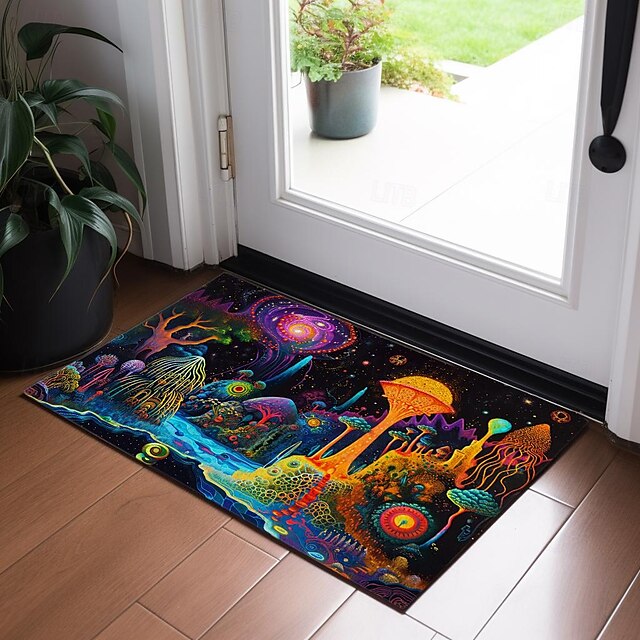 Trippy Psychedelic Monster Doormat Non-Slip Oil Proof Rug Indoor Outdoor Mat Bedroom Decor Bathroom Mat Entrance Rug Door Mat