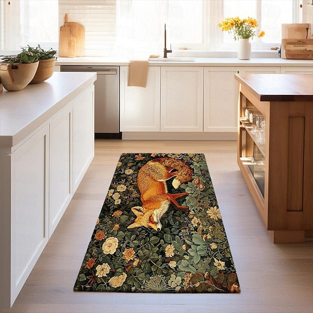 Inspired William Morris Fox Area Rug Kitchen Mat Non-Slip Oil Proof Floor Mat Livingroom Rug Indoor Outdoor Mat Bedroom Decor Bathroom Mat Entrance Rug Door Mat