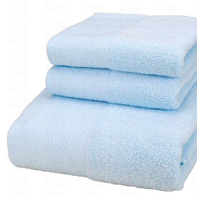 100% Cotton 3 PCS Towels Set Quick Dry, Extra Aborbent, Super Soft Towels Set 1 Handkerchief, 1 Sport Towel, 1 Bath Towel