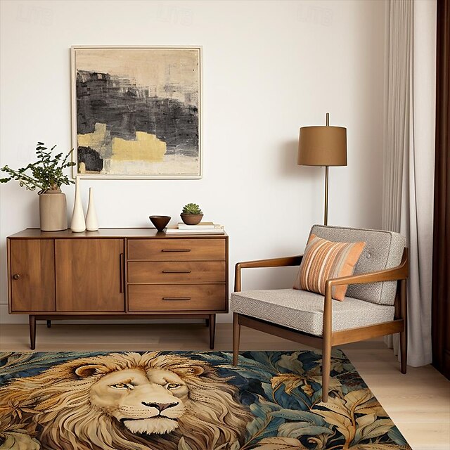 Sleeping Lion Area Rug Kitchen Mat Non-Slip Oil Proof Floor Mat Livingroom Rug Indoor Outdoor Mat Bedroom Decor Bathroom Mat Entrance Rug Door Mat