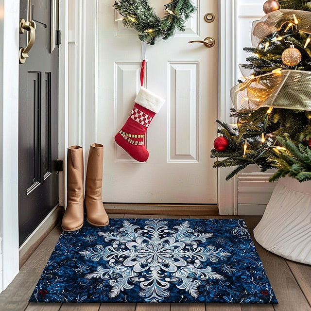 Doormat Snowflake Kitchen Mat Floor Mat Non-Slip Area Rug Oil Proof Rug Indoor Outdoor Mat Bedroom Decor Bathroom Mat Entrance Rug