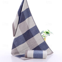 32 Strands Japanese Checkered Cotton Gauze Towel Terry Fabric Absorbent Face Towel Adult Couple Face Towel