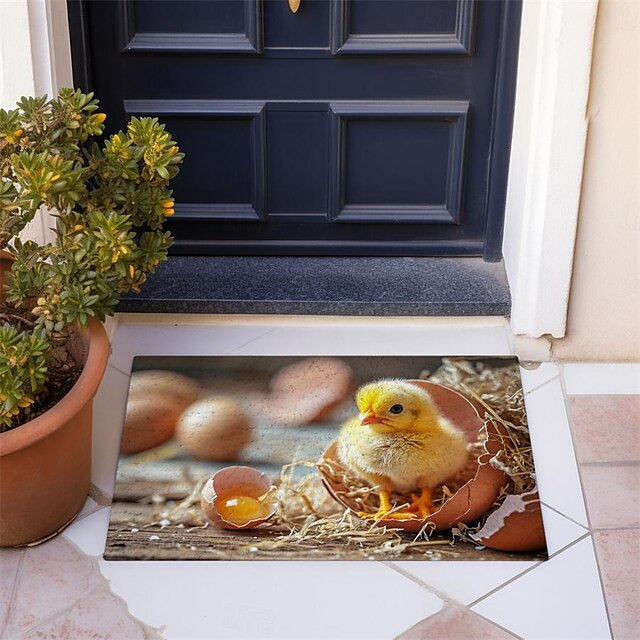 Breaking Egg Easter Doormat Floor Mats Washable Rugs Kitchen Mat Non-Slip Oil Proof Rug Indoor Outdoor Mat Bedroom Decor Bathroom Mat Entrance Rug