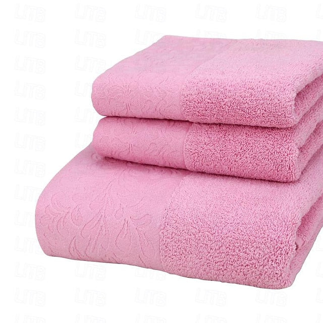 100% Cotton 3 PCS Towels Set Quick Dry, Extra Aborbent, Super Soft Towels Set 1 Handkerchief, 1 Sport Towel, 1 Bath Towel