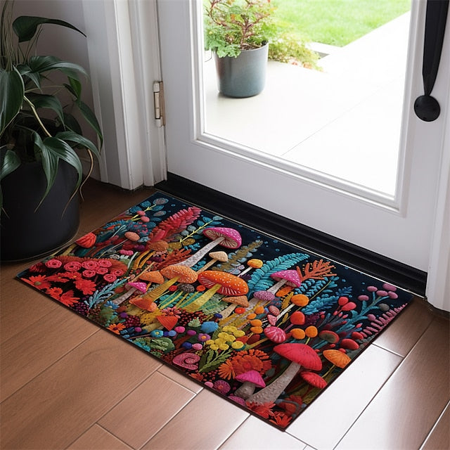 Fantasy Mushroom Doormat Floor Mats Washable Rugs Kitchen Mat Quilting Art Non-Slip Oil Proof Rug Indoor Outdoor Mat Bedroom Decor Bathroom Mat Entrance Rug