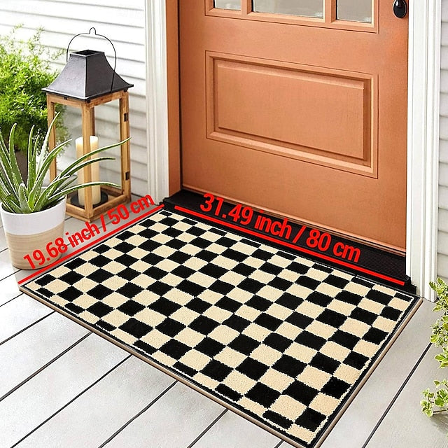 Chess Board Doormat Kitchen Mat Floor Mat Non-Slip Area Rug Oil Proof Rug Indoor Outdoor Mat Bedroom Decor Bathroom Mat Entrance Rug