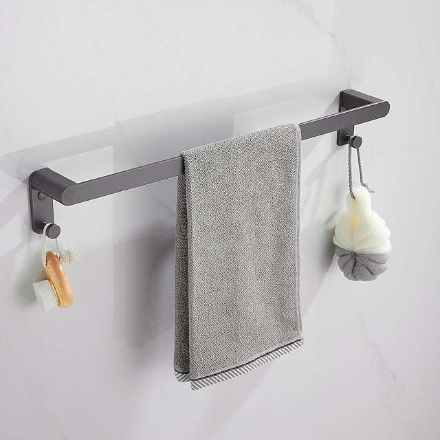 Bathroom Accessory Set,Bathroom Hardware Space Aluminium Wall Mounted Gun GreyTowel Rack /Corner Shelf/Robe Hook/Toilet Paper Holder/Towel Bar/Toilet Brush Holder