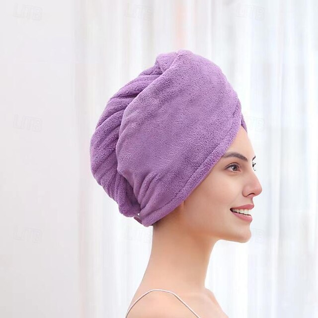 Dry Hair Cap Embroidery Cap Double-Layer Shower Cap Quick-Drying Strong Water Absorption Thickened Home Bag Hair Dry Hair Towel Back To School College Student