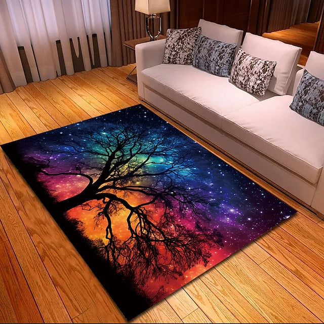 Blacklight Rug UV Reactive Glow in the Dark Area Rug Kitchen Mat Non-Slip Oil Proof Trippy Universe Floor Mat Livingroom Rug Indoor Outdoor Mat Bedroom Decor Bathroom Mat Entrance Rug Door Mat