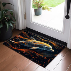 Gold Dolphin Doormat Non-Slip Oil Proof Rug Indoor Outdoor Mat Bedroom Decor Bathroom Mat Entrance Rug Door Mat