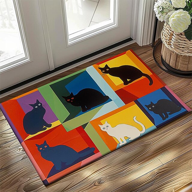 Cute Cates Doormat Kitchen Mat Floor Mat Non-Slip Area Rug Oil Proof Rug Indoor Outdoor Mat Bedroom Decor Bathroom Mat Entrance Rug