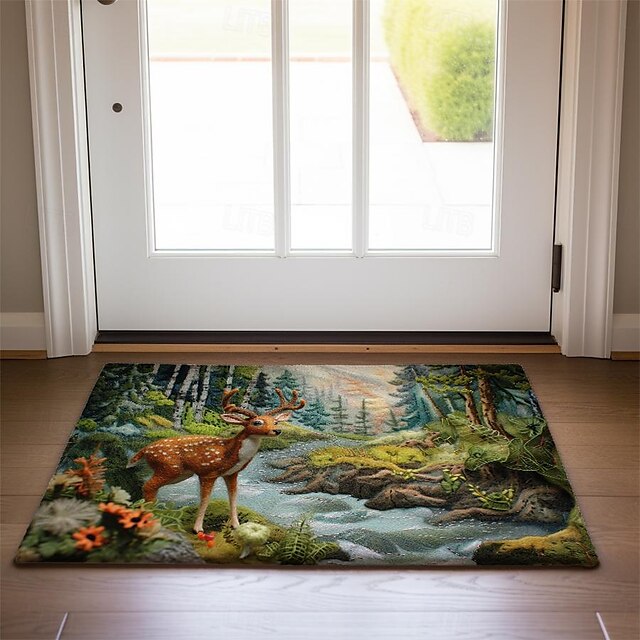 Autumn Quilt Forest Deer Doormat Kitchen Mat Floor Mat Non-Slip Area Rug Oil Proof Rug Indoor Outdoor Mat Bedroom Decor Bathroom Mat Entrance Rug