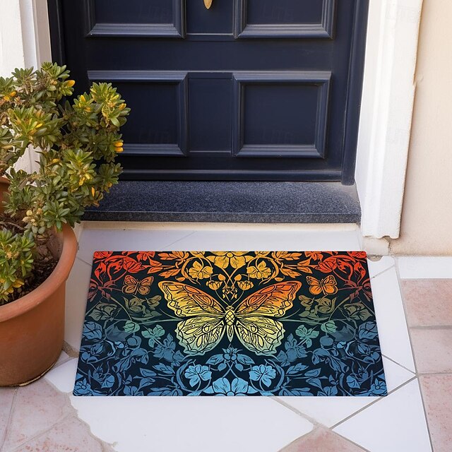 Folk Art Butterflies Doormat Floor Mats Washable Rugs Kitchen Mat Non-Slip Oil Proof Rug Indoor Outdoor Mat Bedroom Decor Bathroom Mat Entrance Rug