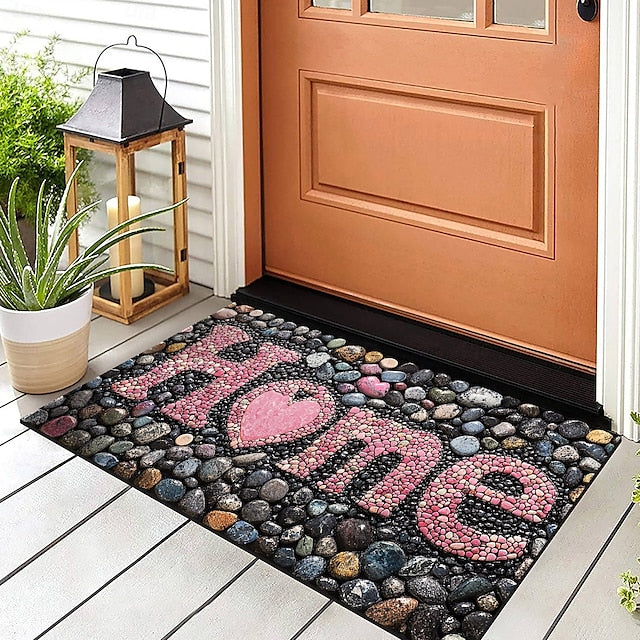 Valentine's Day Love Cobblestone Doormat Kitchen Mat Floor Mat Non-Slip Area Rug Oil Proof Rug Indoor Outdoor Mat Bedroom Decor Bathroom Mat Entrance Rug