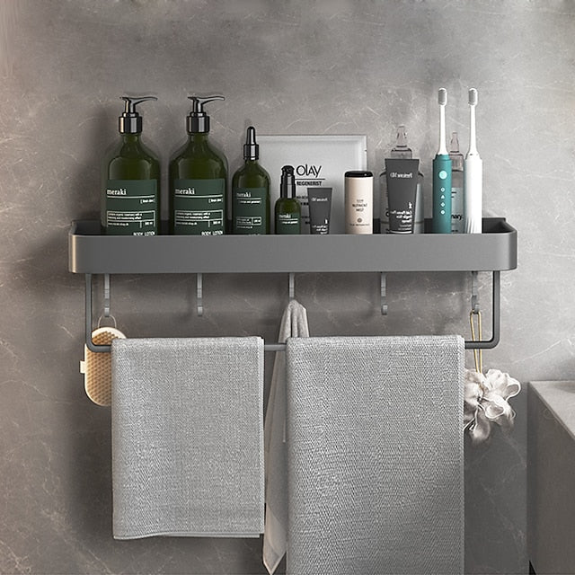 Shower Caddy Bathroom Shelves Wall Mounted Gun Grey Storage Organizer Rack Bathroom Kitchen Bathroom Hardware Pendant Bathroom Shelf Space Aluminum Shower Rack Corner Shelf Square Bath Shower Shelf