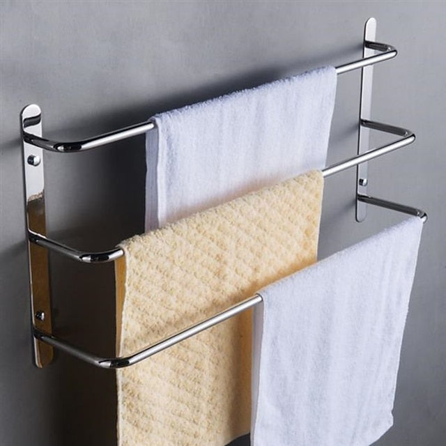 Wall Mounted Towel RackStainless Steel 3-TierTowel Bar Storage Shelf for Bathroom 45/60cm Towel Holder Towel Rail Towel Hanger